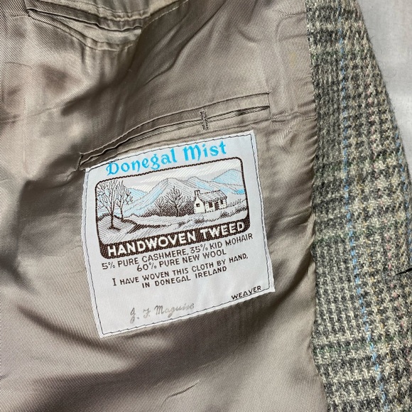 Magee Donegal Mist Tweed Sport Coat Blazer Men’s 43r Houndstooth Gray - Picture 3 of 16